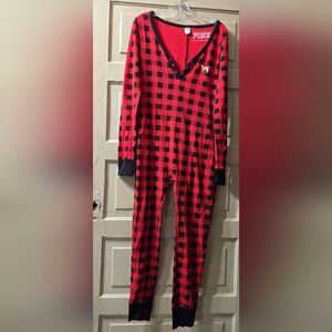 Red Plaid Women's Onesie Pajama